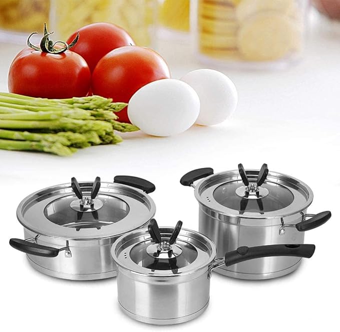 Cookware Set Kitchen 3Pcs Pots and Pans Set Stainless Steel Soup Pot/Milk Pot/Frying Pans for Cooking Home