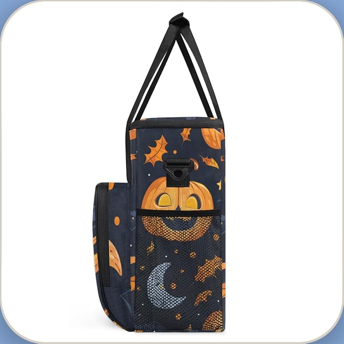 Halloween Pumpkin Coffee Maker Carrying Bag Glitter Pumpkin Travel Storage Bag Compatible with K-Mini or K-Mini Plus Single Serve Coffee Brewer Carrying Case with Multiple Pockets &amp Shoulder Str