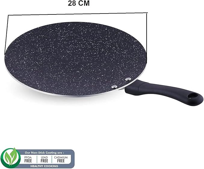 Priya Heavy Non-Stick Aluminium Concave Roti Tawa Diameter-28 Cm Thickness 4.0Mm (Large Black)