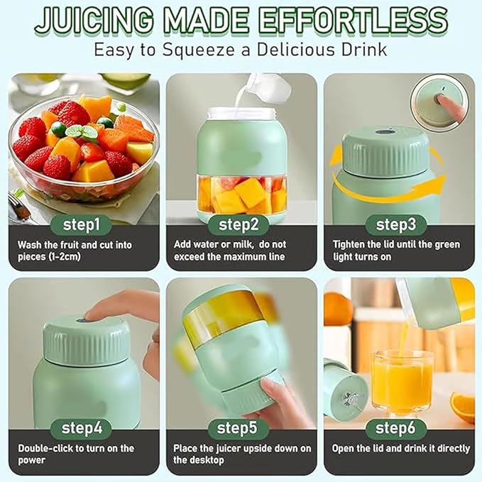 Portable Blender 27 Oz Electric Citrus Juicer with Straw and Two Lids Multifunctional Large-Capacity Wireless Blenders for Smoothies Shakes Food Prep &amp Frozen Blending (green2pcs)