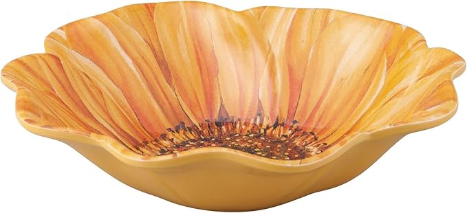 UPware 12 Piece Sunflower Melamine Dinnerware Sets Outdoor Dishes Set Plates and Bowls Sets Service for 4 Yellow