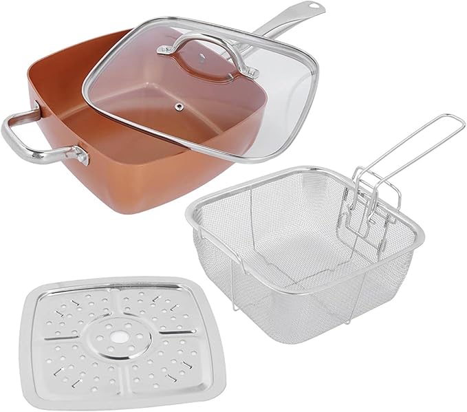 4Pcs Frying Pan Set Nonstick Supplies Stainless Steel Saucepan Stainless Steel Glass Aluminum Pan Steamer Non Stick Frying Pan Copper