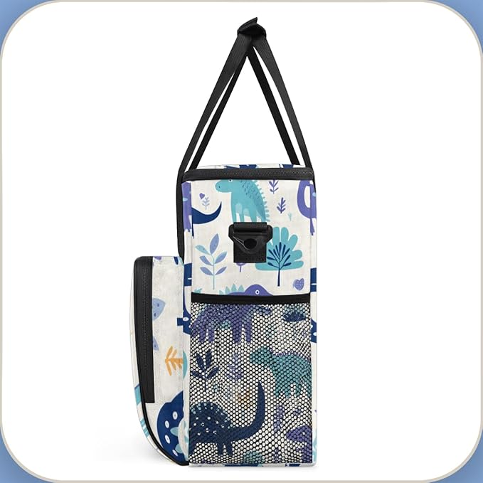 Cartoon Dinosaur Coffee Maker Carrying Bag Portable Travel Storage Tote Bag Compatible with K-Mini or K-Mini Plus Single Serve Coffee Brewer Carrying Case with Multiple Pockets &amp Shoulder Strap