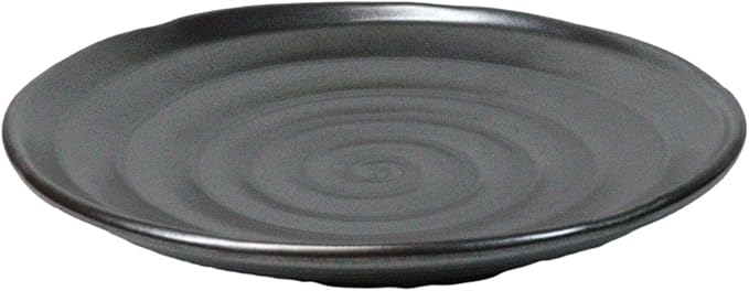 Ebros Gift Iron Black Clay Underglaze Technique Tetsu Kesho Porcelain Dinnerware Kitchen Set Asian Japanese Restaurant Supply (Pack Of 5 Round Dinner Plates 8.75 D)
