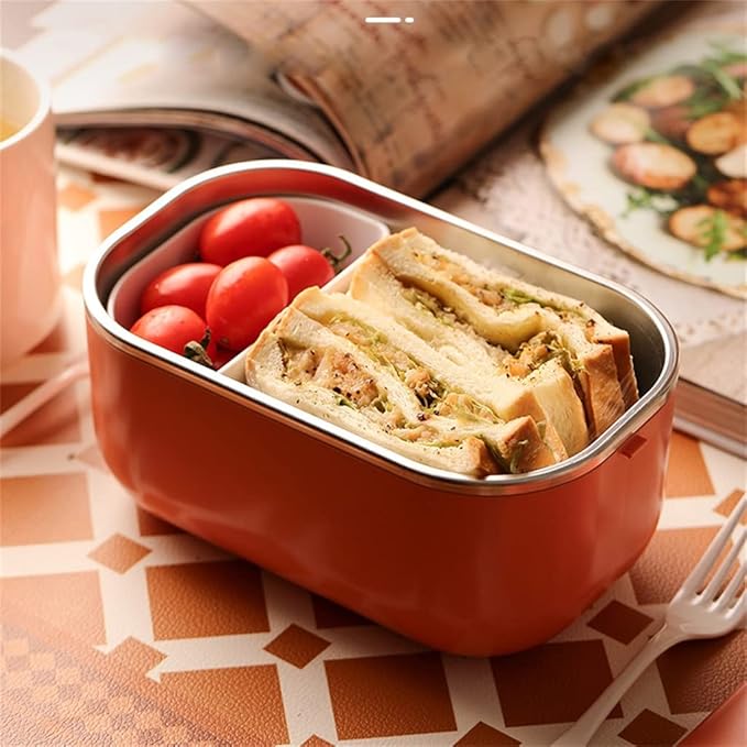 HBJWOV 1L Electric Rice Box Portable Rice Cooker Lunch Heating Box Constant Temperature Heating Bento Box Food Warmer
