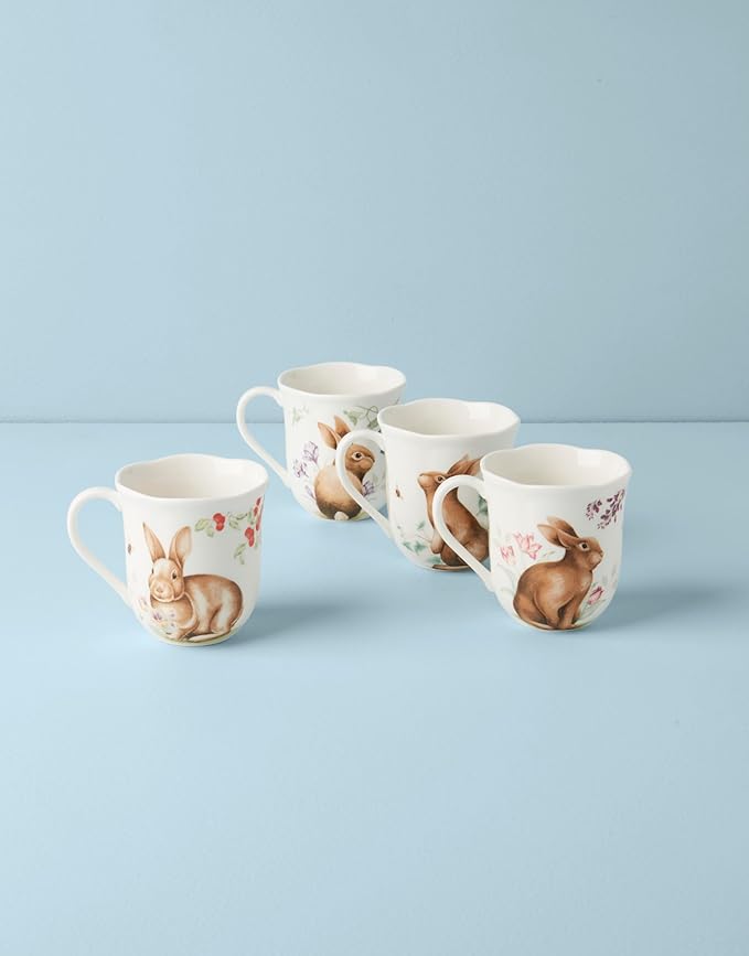 Lenox 894154 Butterfly Meadow Bunny Mugs Set of 4 Easter Drinkware