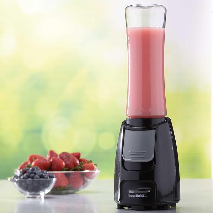300W Personal Blender with Travel Cup – One Touch Smoothie Maker Ice Crusher BPA-Free 20oz Bottle with Lid Compact Single Serve Blender for Shakes &amp Protein – Black