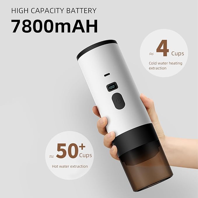 HEEPDD Portable Coffee Maker Machine with 15Bar High Pressure and Digital Display Compatible with Ground Coffee and Capsules for Travel Camping Office