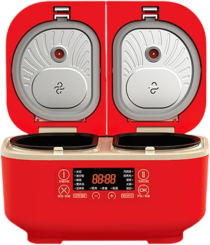 Professional Electric Rice Cooker - 1.5L+1.5L Double Inner Integrated Multi Function 12H Appointment Precise Dual-Sense Temperature Control - Home Kitchen Appliance (Red)