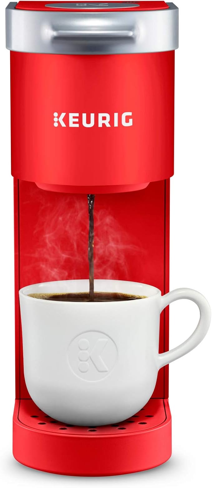 Keurig K-Mini Single Serve K-Cup Pod Coffee Maker Poppy Red &amp Travel Mug Fits K-Cup Pod Coffee Maker 1 Count (Pack of 1) Stainless Steel