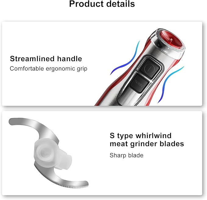 Fit for 4-in-1 Immersion Blender Stainless Steel Hand Stick Mixer with Chopper &amp Smoothie Cup for Food