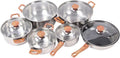 Pots Pans Set Kitchen Cooking Set 6 Set Pots and Pans with Lid Woodgrain Model Stainless Steel Glass Phenolic Nonstick with Ergonomic Handle Kitchen Cookware Set