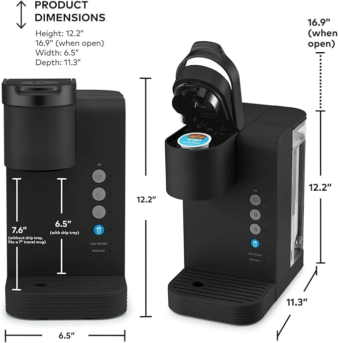 KeurigK -Express Essentials Plus Iced &amp Hot Single Serve Brewer Adjustable Temp Brew Over Ice Pods Compatible Coffee Maker (Black)