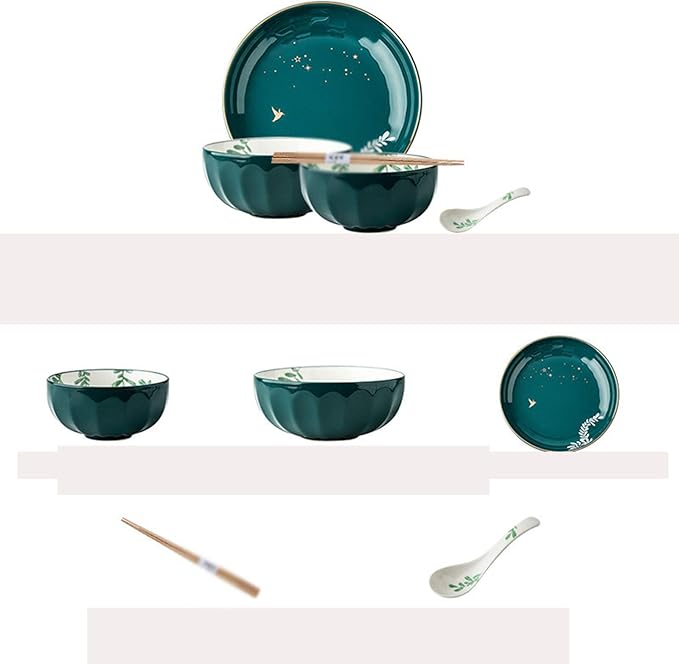 Style Dinnerware Set with Dinner Plate Dessert Plate Soup Plate Bowl Mug Service Heat Insulation and Anti Scalding Can Be Used in The Dishwasher OvenAB