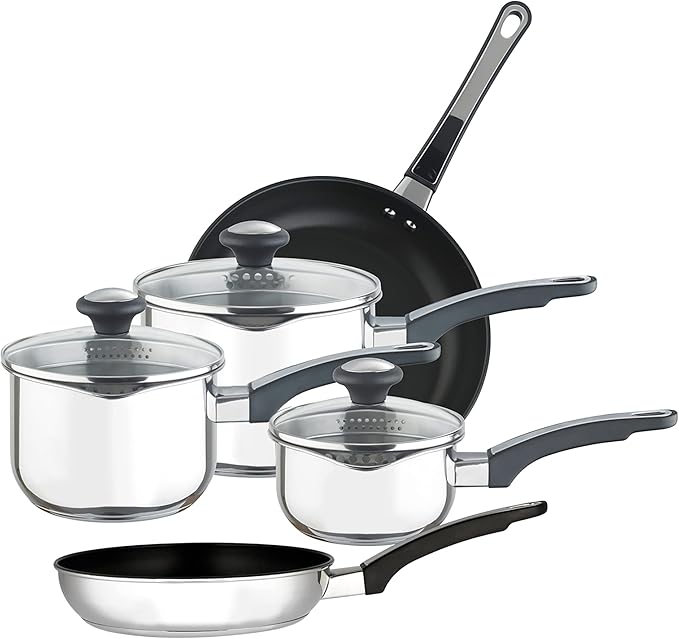 Prestige Everyday Stainless Steel Cookware Set 5-Piece - Black/Silver