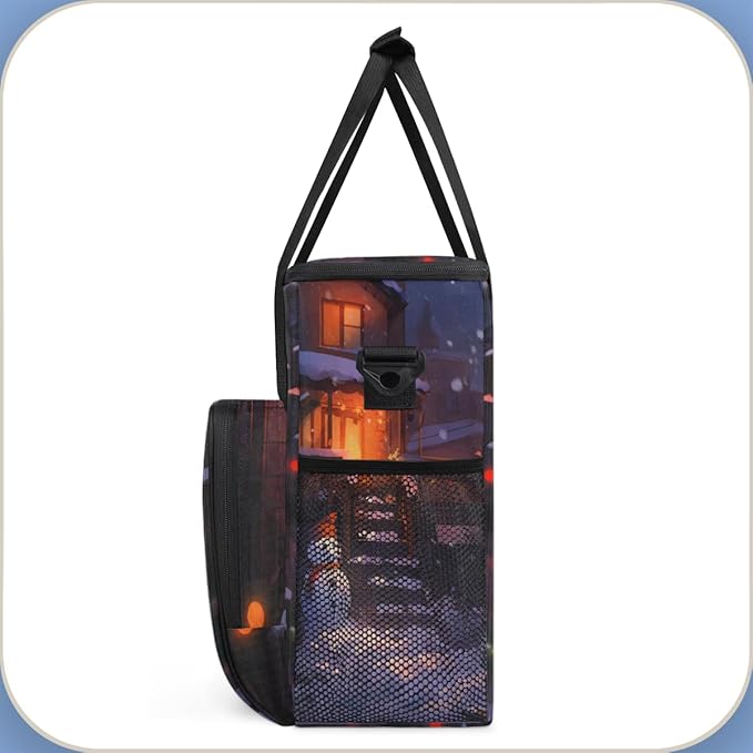 Christmas Snowman Coffee Maker Carrying Bag Bright Snowman Travel Storage Bag Compatible with K-Mini or K-Mini Plus Single Serve Coffee Brewer Carrying Case with Multiple Pockets &amp Shoulder Stra