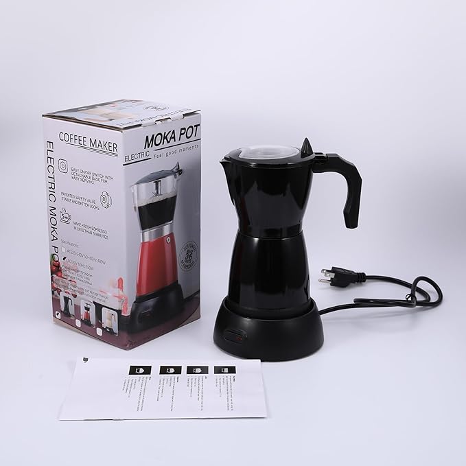 SHANGSKY Coffee Pot Electric Moka Pot 6 Cup Espresso Coffee Maker Cafeteras Electricas Italian Coffee Maker Espresso Makers Portable Aluminum Electric Mocha Pot Coffee Machine Moka Maker