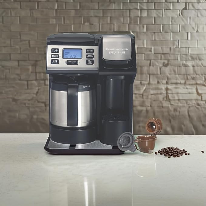 Hamilton Beach FlexBrew Trio 2-Way Coffee Maker Compatible with K-Cup Pods or Grounds Combo Single Serve &amp Full 12c Thermal Pot Black and Stainless – Fast Brewing