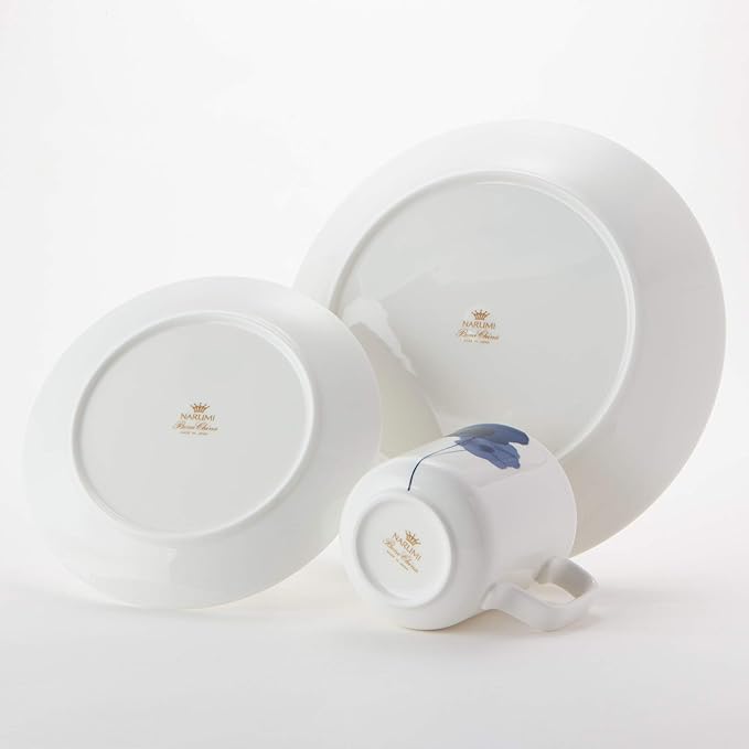 Narumi 52188-23246 Spring Field Dinnerware Set Blue Anemone Set of 2 6 Pieces Microwave Warm Dishwasher Safe Made in Japan Gift Box Included