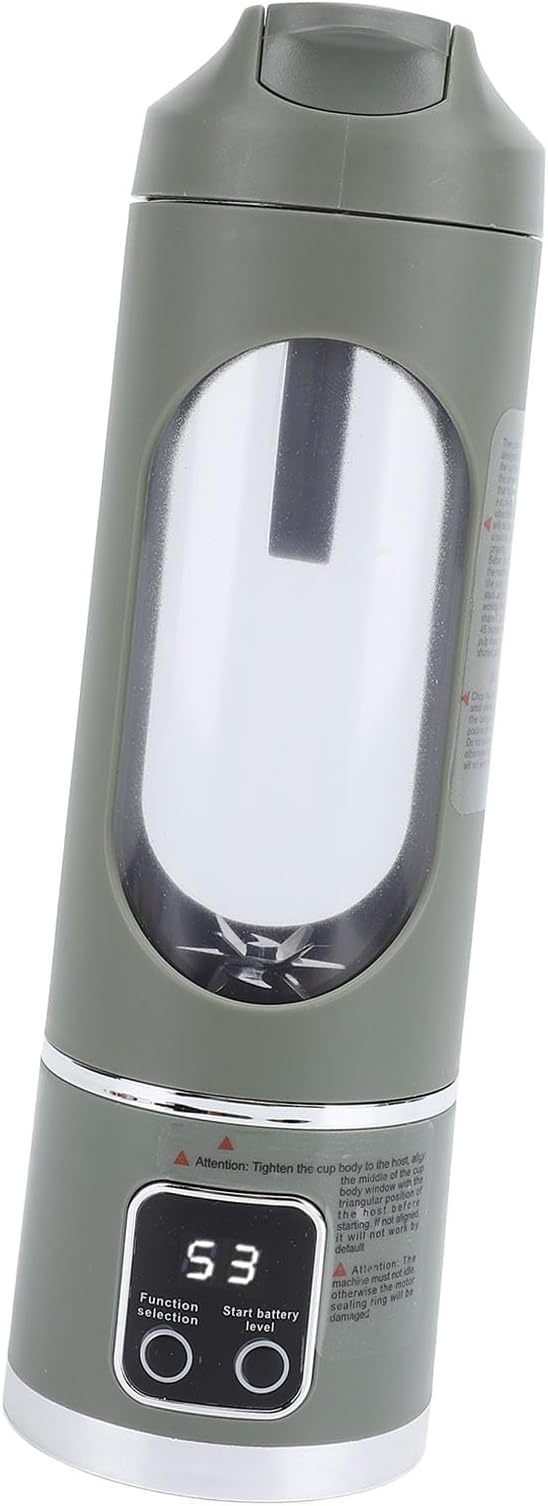450ML Portable Juicer Cup - USB Rechargeable Travel Blender with 12 Blades &amp 3 Speeds - Smoothies &amp Fruit Juices for Home Office and Outdoors (Green)