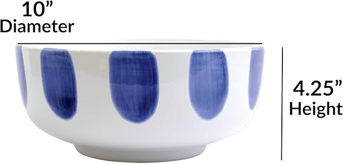 VIETRI Viva Santorini Collection Italian Dinnerware Sets (Dot Footed Serving Bowl)
