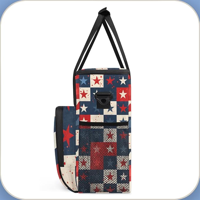 Glittering Stars 4th of July Coffee Maker Carrying Bag Travel Storage Bag Compatible with K-Mini or K-Mini Plus Single Serve Coffee Brewer Carrying Case with Multiple Pockets &amp Shoulder Strap