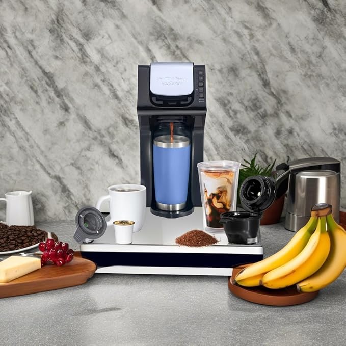 Hamilton Beach Gen 4 FlexBrew Single-Serve Hot &amp Iced Coffee Maker with Removable Reservoir Compatible with Pod Packs and Grounds 50 oz 4 Fast Brewing Options Black