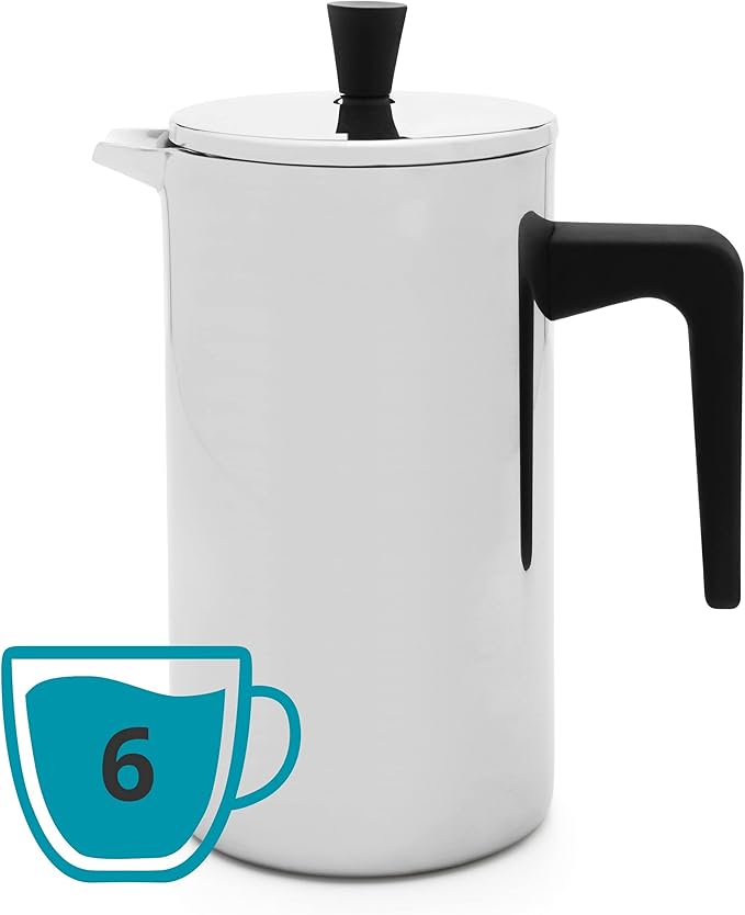 Leopold Vienna 700 ml Coffee Maker Double Walled Napoli Stainless Steel Silver 10 x 15.5 x 19.8 cm