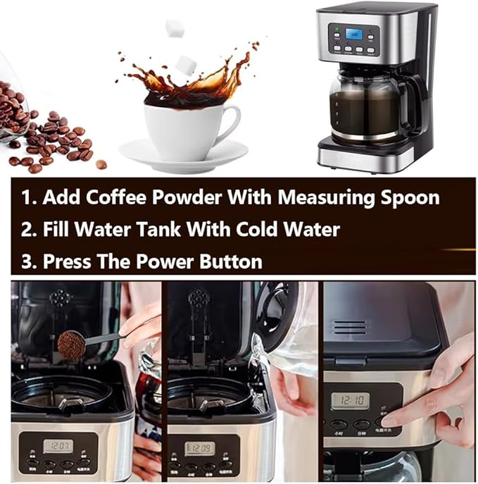 Espresso Machine Drip Coffee Maker 12-Cup Thermal Programmable Coffee Maker 950w Making Tea Drip Coffee Maker With Glass Carafe Warm Preservation Touch Screen Easy To Use