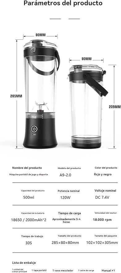 Portable Electric Juicer Blender Stainless Steel Blade 500ml Capacity USB Rechargeable Personal Size Smoothie Maker with Carry Handle (dark green)