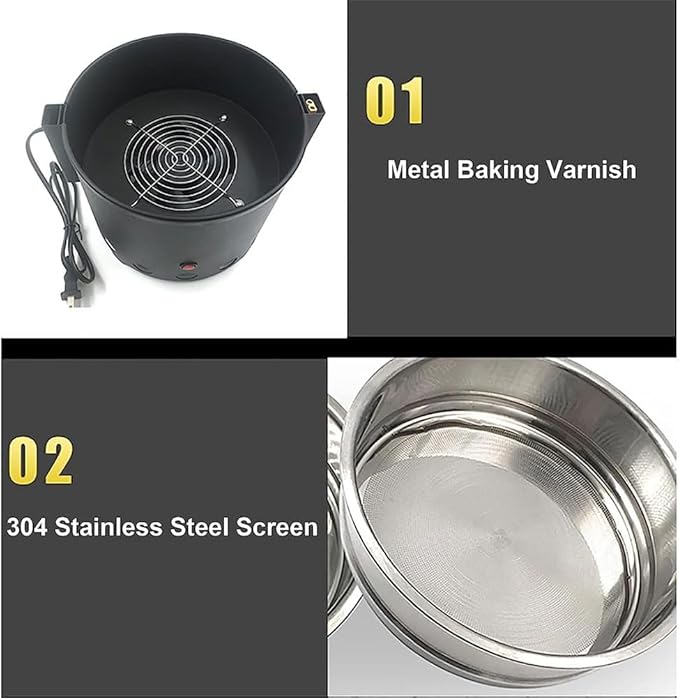 Electric Coffee Bean Cooler 600g Fast Roaster Cooling Machine Coffee Bean Cooling Plate with Stainless Steel Filter Radiator with Stirring Rod for Camping Travel Office 40MeshScreen