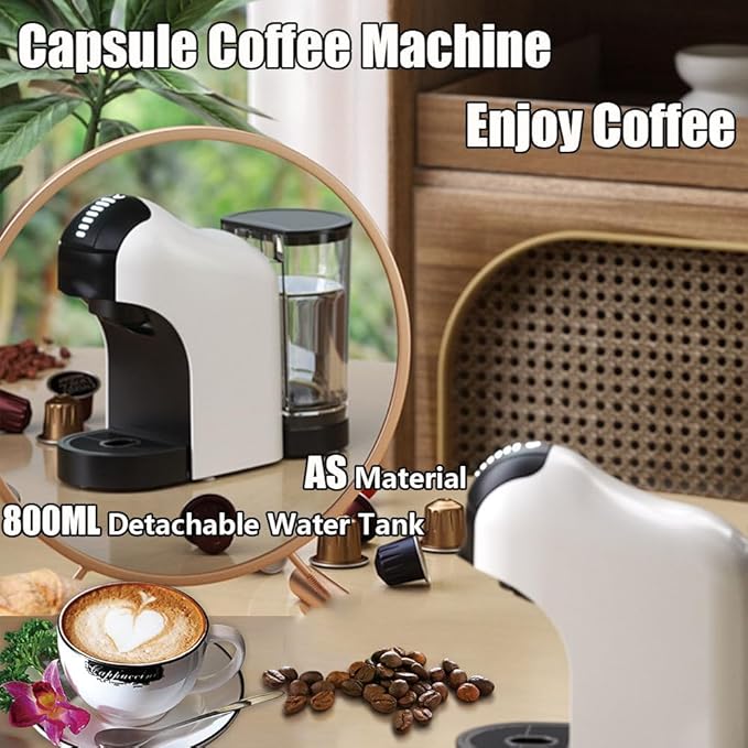 Capsule Coffee Machine 20 Bar Single-Serve Coffee Maker Espresso Machine With 27 Oz Removable Water TankOne-Touch Switch Fast Heating Cappuccino And Latte Machine Maker For HomeBlack