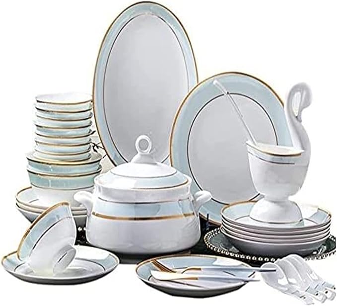 Dinnerware Set Dinner Party Tableware Service Set 305660Pcs Ceramic Dinnerware Set Bone China Tableware Dishes Plates Ceramic Combination Dinner Service Set Porcelaine Servi56 Pieces