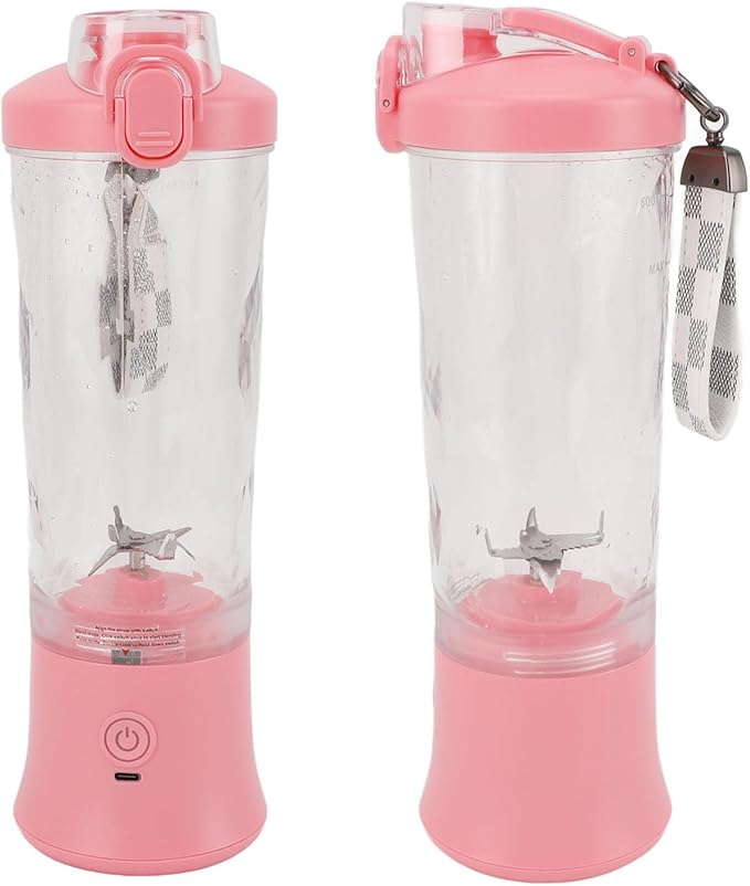 Haofy Portable Blender 600ml 2 Modes 150W 18000 RPM Leakproof Lid Mini Juicer Cup with 6 Blades 30s Blending for Smoothies Milkshakes Sports Travel ()