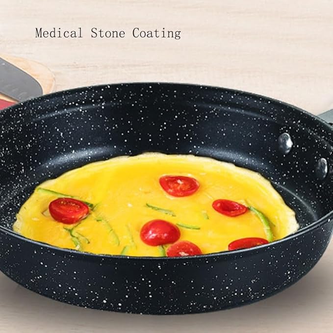 Household Cookware Set with Medical Stone Nonstick Three Piece Wok Saucepan
