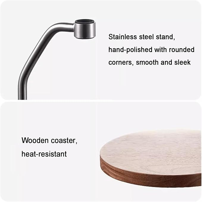 Pour Over Coffee Maker Set Pour Over Coffee Maker with Stand 600 Ml Glass Coffee &amp Tea Brewer with Stainless Steel Stand and Coaster for Home or Office Makes 2-4 Cups