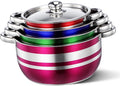 BESPORTBLE 4pcs Stainless Steel Pot Set with Base Induction Cooktop Compatible Kitchen Stockpots Easy-clean Cookware for Pasta Soup and Everyday Cooking