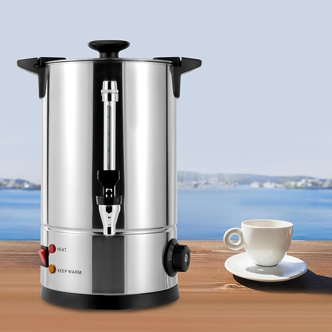 Commercial Coffee Maker Premium Coffee Machine Large Stainless Steel Catering Hot Water Boiler Tea Urn Double Wall Coffee Percolator for Events Offices Parties Catering Gathering