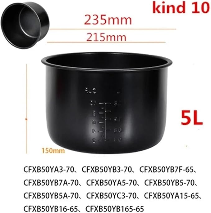Electric Rice Cooker Inner Pot Compatible for SUPOR Electric Pressure Cooker Inner Pot 2.5L/3L/4L/5L/6L Non Stick Pot Inner Pot (Multiple Kind 10(5L))