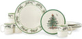 Spode Christmas Tree 12-Piece Dinnerware Set (Service for 4) - Festive Holiday Tableware with Plates &amp Mugs - Fine Earthenware Christmas Dinnerware - Microwave &amp Dishwasher Safe