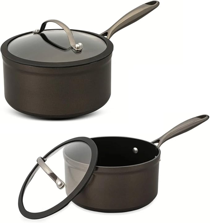 12-Piece Non-Stick Aluminum Cookware Set with Induction Base Oven Safe Black Finish (Black &amp Gunmetal)