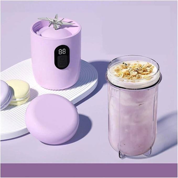Compatible for 500ML Portable Blender with Lid Rechargeable Wireless Orange Juicer 16 Stainless Blades Smoothie Vegetables Fruits Mixer(WHITE)