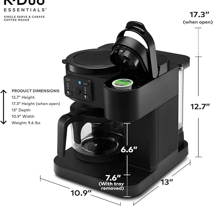 K-Duo Essentials Coffee Maker for Hot and Iced Drinks Single Serve KCup Pod Brewer and 12 Cup Carafe Drip Coffee Pot 72 oz Water ReservoirPause &amp Pour Feature Perfect for Home &amp Office Use