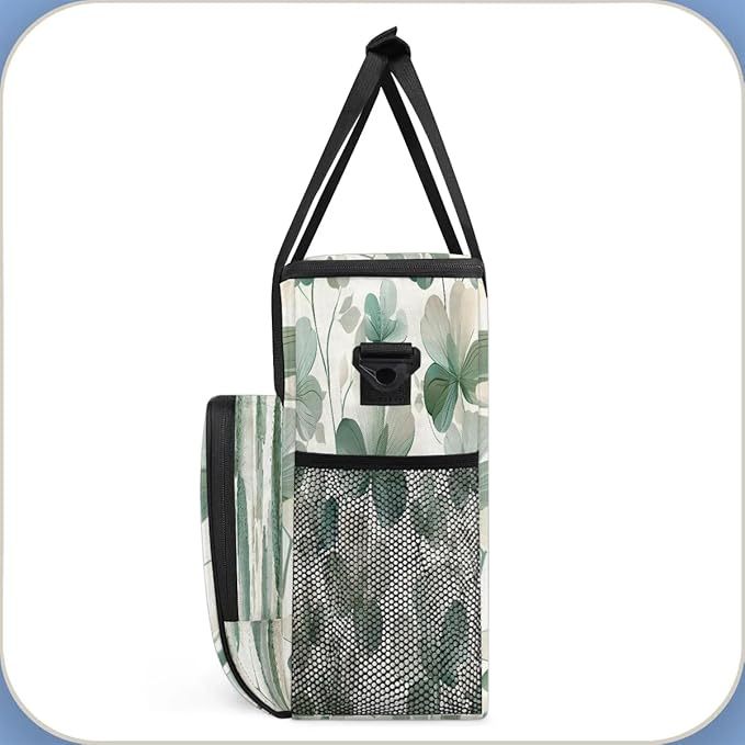 Fresh Leaves Print Coffee Maker Carrying Bag Compatible with K-Mini or K-Mini Plus Portable Single Cup Coffee Maker Case with Pockets for K Cup Pods