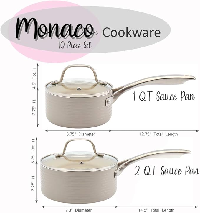 Denmark Tools For Cooks 10-Piece Monaco Nonstick Aluminum Cookware Set Snow White