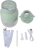 Portable Blender Mini Automatic Portable Juicer with Plastic Straw Electric Portable Smoothie Blender with Hanging Rope Durable Travel Blender(Green)