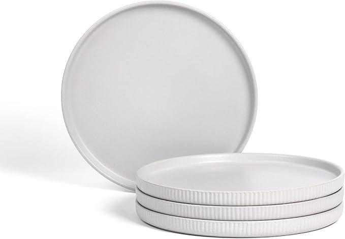 Stone Lain Haven Modern Stoneware 4 Piece Dinner Plates Sets Dish Set for 4 Reactive Glaze Grey