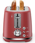 LONGDEEM LD-T7014D - 2 Slice Toaster - Extra Wide Slots 6 Browning Settings Removable Crumb Tray Red