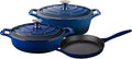 La Cuisine LC 2770 5 Piece Enameled Cast Iron Oval Casserole Cookware Set Ultramarine Blue