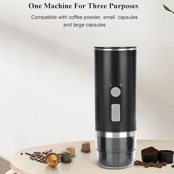 EBTOOLS Portable Espresso Machine USB C Rechargeable Coffee Maker with 800mAh Battery for Ground Coffee and Capsules 30 50ml Cup Capacity for Camping Hiking Travel Office